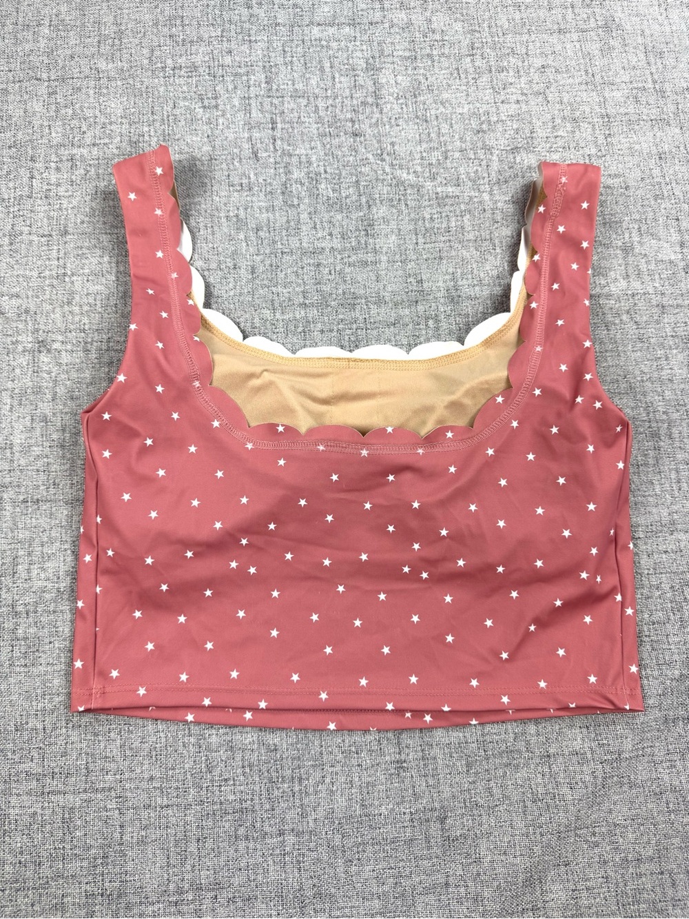 Kortni Jeane scallop top Pink white Stars tankini swim G - Picture 2 of 4